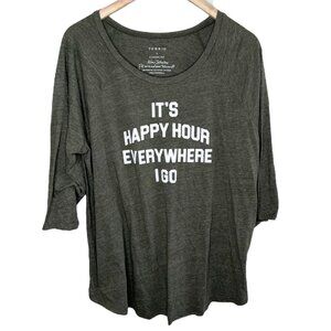 Torrid Womens Graphic "Its Happyhour Everywhere I Go" Short Sleeve Top 2X